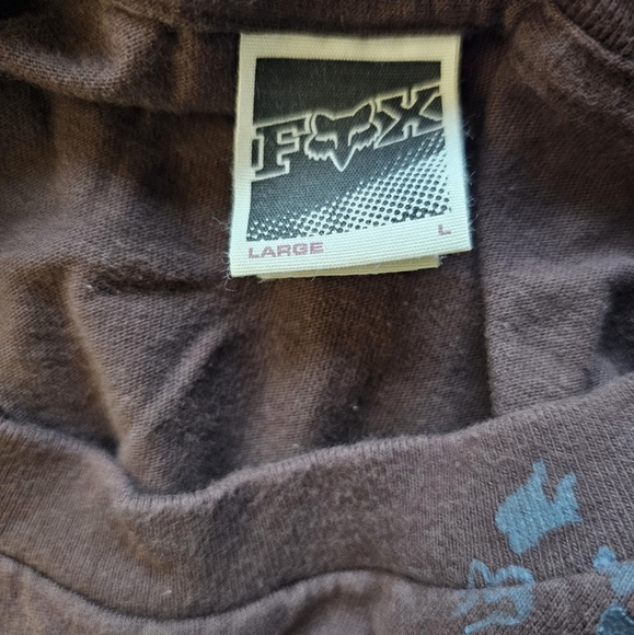 Y2K Fox Men's Brown Motorcross Short Sleeve Tee with Logo - Picture 2 of 4
